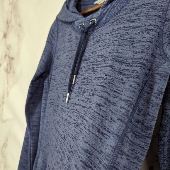 Athleta Sweatshirt Dress Small Techie Sweat Popover Tunic Blue Long Sleeve Hood - Picture 13 of 14